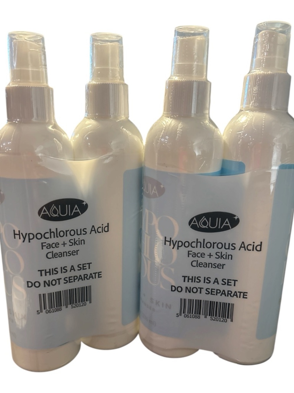 AQUIA Hypochlorous Acid Face + Skin Cleanser - includes 4 bottles